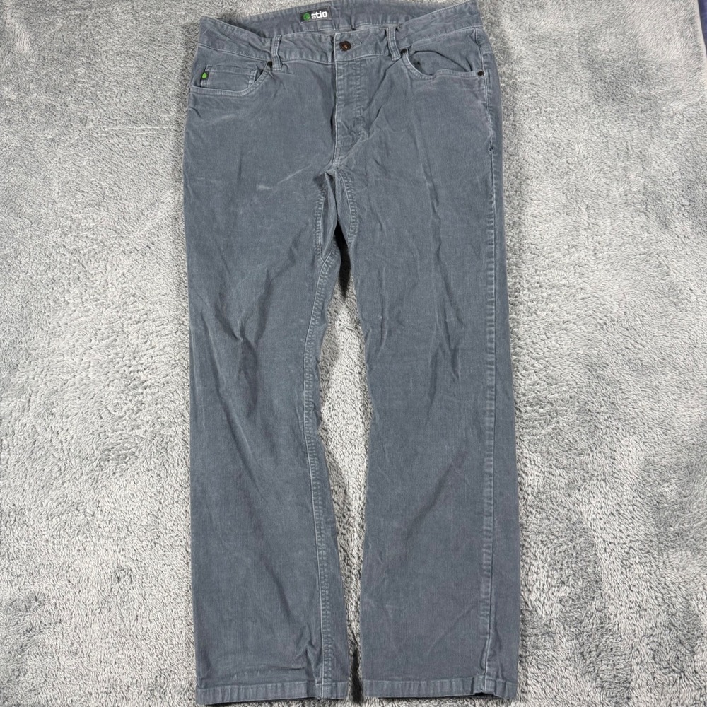 Stio Rivet Corduroy Pants Mens 34x29 Straight Leg 5-Pocket Blue Outdoors - Picture 2 of 9
